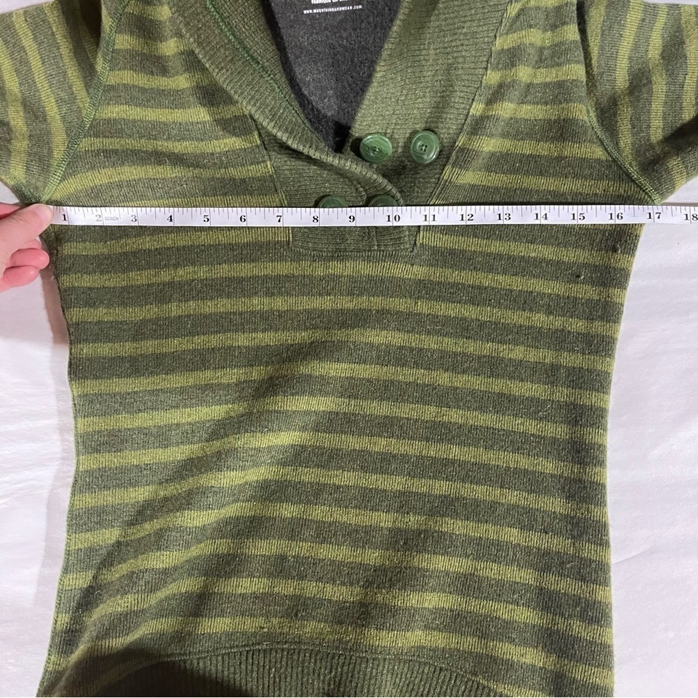 Mountain Hardwear Green Merino Wool Blend Sweater with Hoodie XS - Picture 10 of 11